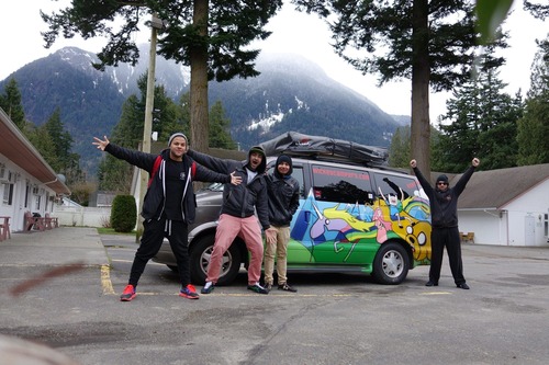 Happy travellers sharing Wicked road trip moments